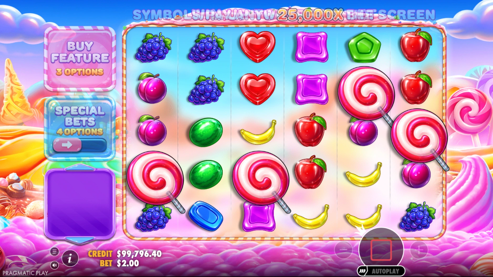 Giros gratis de Sweet Bonanza 2500 activados por símbolos Scatter de piruleta